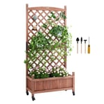 Jardinière Avec Treillis,Vevor-75x33x156 Cm Lit De Jardin Surélevée En Bois Autoportant Bac À Fleur D'extérieur Avec Trous