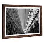 Big Box Art Framed Print of Architecture Black and White (2) Design | Wall Art Picture | Home Decor for Kitchen, Living Room, Bedroom, Hallway, Walnut, A2 / 24.5x18 Inch / 62x45cm