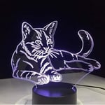 Nattlampa Liggande Mysig Katt 3D Led Lampa Akryl Nattlampa USB Touch Light Barn Söt Natt Sovrumslampa Light -h