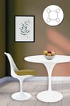 Tulip Set - White Medium Circular Table and Four Chairs with Textured Cushion