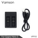 CNYO® Vamson pour gopro hero 5 accessoires 2-channel chargeur câble pour gopro hero 5 caméra vp910