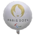 PARIS 2024 CMP, CJO8006, Ballon Aluminium Para Gm 45 cm, Produit Officiel sous Licence, Décorations de fête, Gonfler avec une paille ou une pompe à ballon, Déco thème Sports, Anniversaire