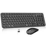 Wireless Keyboard Mouse Set, Rechargeable Quiet Design, Bluetooth & 2.4G Wireless Dual Connection, Easy Setup, QWERTY UK Layout, Computer Keyboard Mouse Combo for Windows PC Laptop Desktop - Black