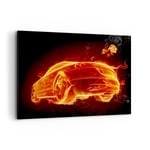 Impression sur Toile 120x80cm Tableaux Image Photo Voiture Feu Illustration