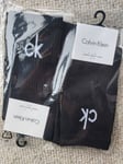 2 PAIRS : Womens Black CALVIN KLEIN Cotton Short Crew Socks UK 4-7 , 37-41  CK2