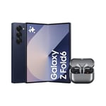 Samsung Galaxy Z Fold6 AI Smartphone, Unlocked Android Smartphone, 256GB Storage, Navy and Buds3 Pro, Wireless Earbuds, Grey (UK Version)