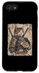 iPhone SE (2020) / 7 / 8 Samurai Cat Loves Ramen Funny Anime Japanese Artwork Samurai Case