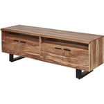 Meuble TV style industriel en acacia massif 160 cm Elfie Marron GOA : meuble tv