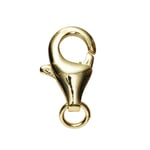 Smyckeslås karbin med ringögla, längd 11 mm – mässing pläterad med 9 karat guld, 1 st.