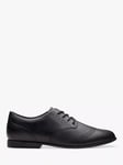 Clarks Kids' Finja Brogue Lace Up Leather School Shoes, Black