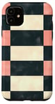 Coque pour iPhone 11 Motif damier rose et beige rétro