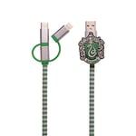 Magnum Brands Group Warner Harry Potter Écharpe Serpentard Poudlard USB 3 en 1 Câble de Charge Lightning Type-C et Micro USB Compatible avec iPhone, Samsung et Huawei HAPOSCBSR