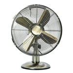 12” ANTIQUE BRASS DESK FAN HOME OFFICE HOUSEHOLD INDOOR METAL COOLING DESK FAN