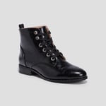 LH - bottines à lacets vernies noir femme