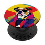 Chien bouledogue américain tendance mignon coloré pop art PopSockets PopGrip Adhésif