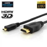 Cable Micro HDMI Type D vers HDMI High Speed Ethernet 1m