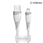 Cable FairPlay TORILIS USB gris vers prise Lightning iPhone / ipad 2 mètres