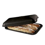 Emile Henry Eh799506 Moule à Baguettes Céramique Noir Fusain 39 X 24 X 8 cm