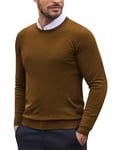 COOFANDY Pull tricoté Basique pour Homme avec col Rond Coupe ajustée Pull d'hiver en Maille Fine Brun L