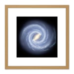 Space NASA Milky Way Galaxy Map Stars Illustration 8X8 Inch Square Wooden Framed Wall Art Print Picture with Mount