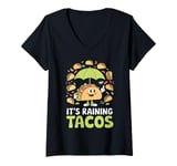 Womens Lovers kids girls It's Raining Tacos tee design V-Neck T-Shirt