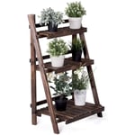 Etagère Pliable pour Plantes en Bois, Présentoir à Fleurs de 3 Niveaux, Support de Pots en Sapin, Echelle Plante Multicouche, Charge max.12KG, pour