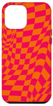Coque pour iPhone 12 Pro Max Groovy damier à carreaux rétro rose esthétique
