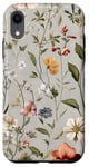 Coque pour iPhone XR Vert olive Boho botanique fleurs sauvages plantes fleur