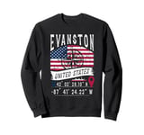 Evanston United States Flag GPS Coordinates Evanston Sweatshirt