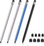 Pack De 4 Stylets 2 En 1 Stylet Tactile En Caoutchouc Pour Tous Les Téléphones Tablette Iwatch Samsung Xiaomi Surface Avec 8 Têtes De Remplacement