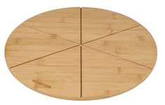 Fackelmann Planche à découper à pizza en bois ronde 32 cm – En bambou renouvelable – Roulettes de coupe pour des morceaux de pizza parfaitement égaux – Plateau à pizza de la série Pizza & Pasta