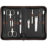 Kit manucure Solingen 12 pièces - kit ongle, coupe ongle, limes a ongles professionnelle, pince a epiler, repousse ongles, pousse cuticule, étui en simili-cuir de haute qualité