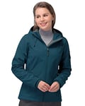 33,000ft Veste softshell imperméable et respirante pour femme - Veste d'hiver chaude en polaire - Coupe-vent - Avec capuche, Cyan foncé, L