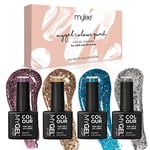 Mylee Gel Nail Polish Quad Colour Set 4x10ml [Glitterati] UV/LED Soak-Off Nail Art Manicure Pedicure for Professional, Salon & Home Use - Long Lasting & Easy to Apply