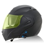Bluetooth Casques Moto intégrés,Anti-Glare Full Face Modulable Double visières modulaire vélo Casques Motorcross Intercom Casque ECE Homologué P,L
