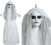 FIESTAS GUIRCA | Suspension Mariée Morte (50 cm) - Décoration de Poupée pour Halloween et Fêtes Terrifiantes - Poupée avec Robe de Mariée pour Fêtes de Peur - Blanc