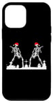 iPhone 12 mini Skeletons Playing Rock Guitar in Graveyard Wearing Xmas Hats Case