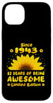 Coque pour iPhone 14 Plus 82e anniversaire 82 ans Amoureux de tournesol filles nées en 1943