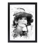 Big Box Art Audrey Hepburn (2) V3 Framed Wall Art Picture Print Ready to Hang, Black A2 (62 x 45 cm)