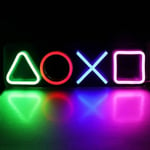 LED Neon Playstation-ikoner Ljus 4 Färg USB Nattljus Ambiente Lampa Dekoration