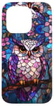 Coque pour iPhone 15 Pro Owl Stained Art Mosaic Stain Art Owl Lover Colorful Floral