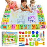 Tapis Doodle Enfant 2 3 4 5 6 ans, Cadeau Fille 2 ans Tapis Dessin Eau 120*90cm Magic Matte, Jouets Educatifs pour Enfants Coloriage Géant Tapis de Peinture Cadeau pour Garcons Filles (Boite Fournie)