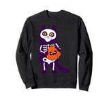 mexican halloween cat skeleton pumpkin purple skull gothic Sweatshirt