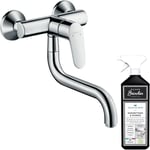 Robinet de cuisine mural Hansgrohe Focus M41 chromé + nettoyant Briochin