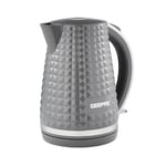 Geepas 1.7L Cordless Electric Kettle – 2200W Textured Kettle with 360° Rotational Base – Concealed Heating, Auto Shut Off & Boil Dry Sensor – Space Saving Cord Storage and LED Indicator Grey