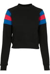 Urban Classics Women's Sleeve Stripe Crew Neck Sweatshirt, Multicoloured (Black/Bright Blue/Firered 01558), L