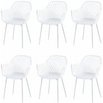 Eggree - Lot de 6 Fauteuil Chaises Blanc Plastique Scandinave Chaise de Salle à manger