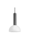 Sleek Cylinder Opal Glass Dome Pendant Light, 8 Inch, White, Pewter Holder