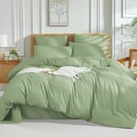 Luofanfei Housse de Couette Vert Sauge 240 x 260 2 Personnes Uni Adulte Ultra Douce Parure de Lit en Microfibre Linge de Lit Unie Moderne Parure Housse Couette zippée avec 2 Taies d'oreiller 65x65 cm