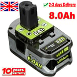 New 18V 8.0Ah Lithium Battery For Ryobi P108 ONE+ Plus RB18L40 RB18L50 P104